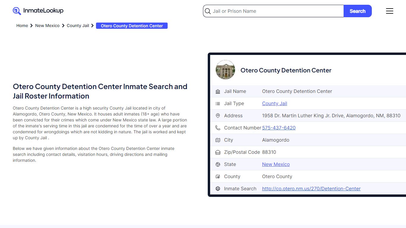 Otero County Detention Center Inmate Search and Jail Roster Information